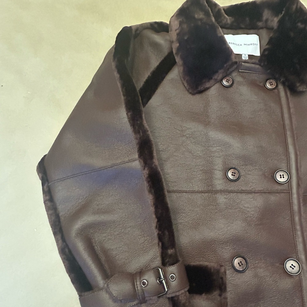 Rebecca Minkoff Women’s Shearling Lined Leather Coat - Picture 10 of 15